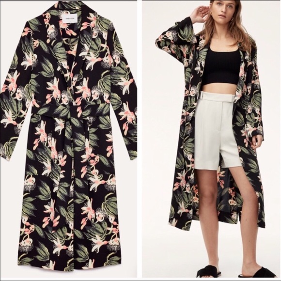 Babaton Jackets & Blazers - Babaton S Kahlo floral trench robe jacket
